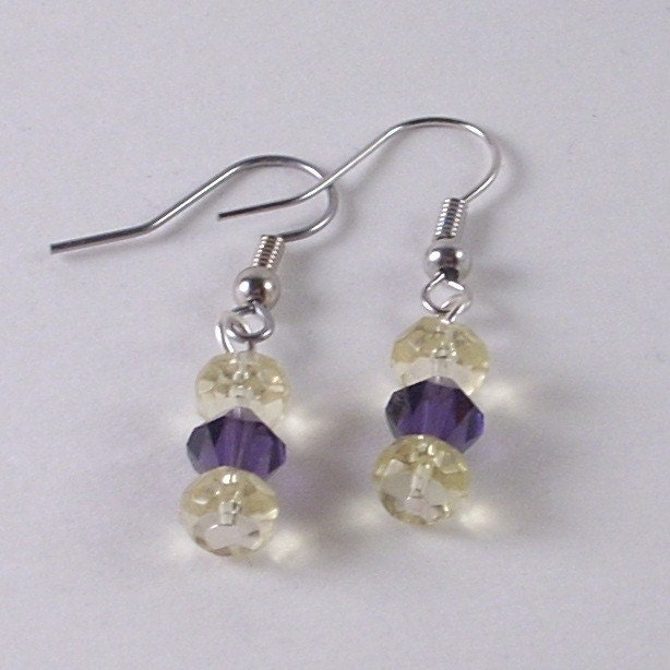 Purple and Yellow Crystal Earrings