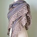 Knitted shawl with crochet lace trim E474