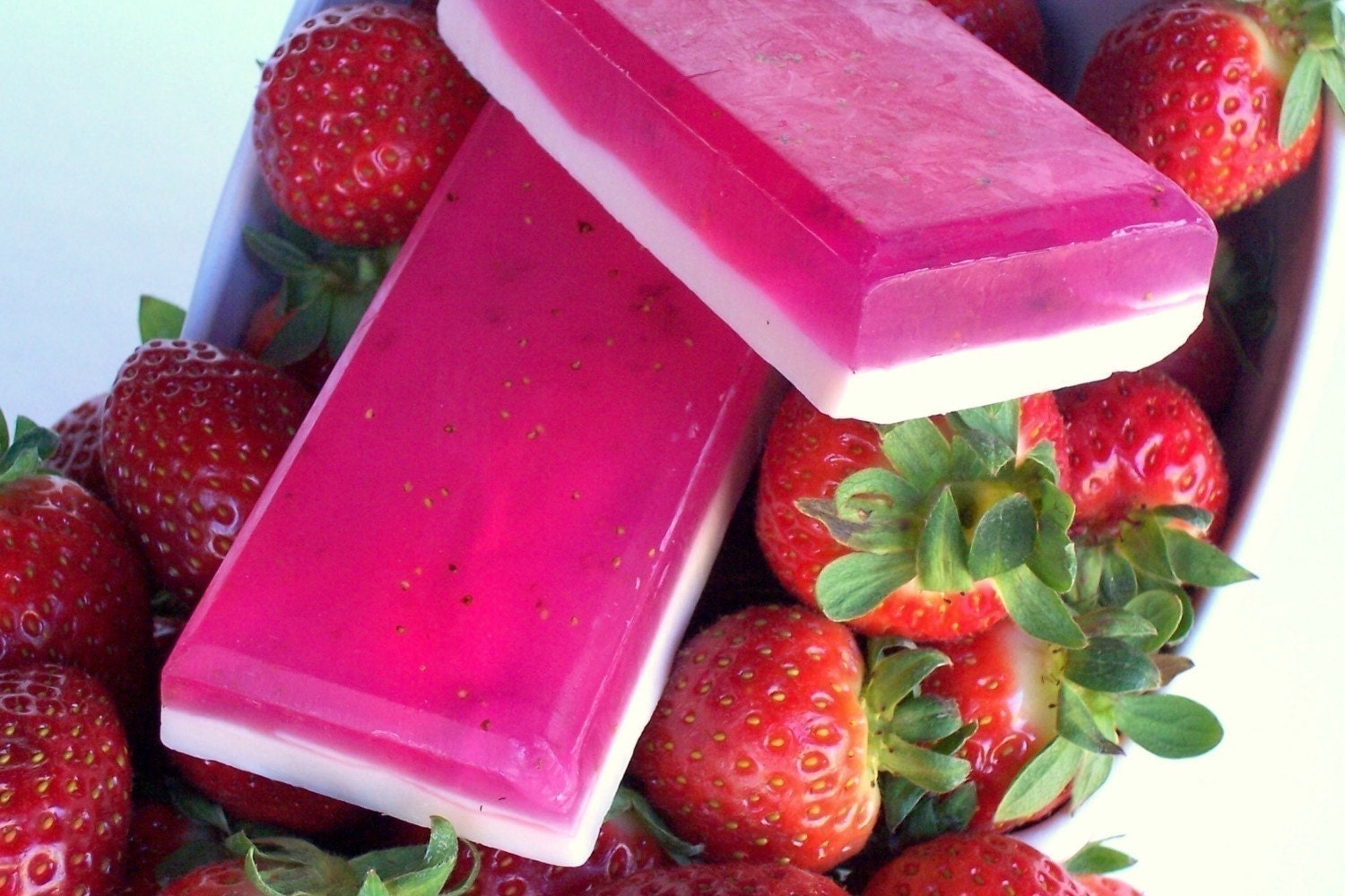 Memorial Day Sale - Strawberry Smoothie Soap - Strawberry Cream Pink Fruit Smoothie, Summer Fruit Soap