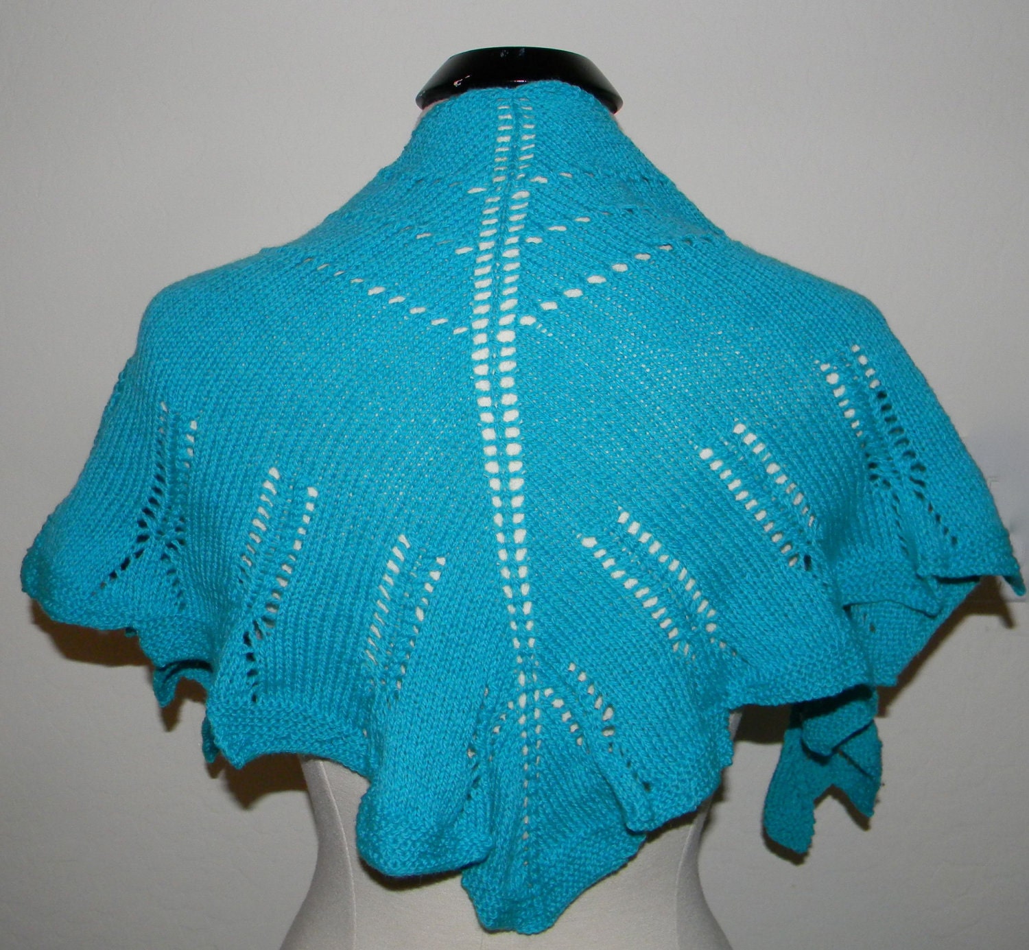 Hand Knit Scarf or shawl , turquoise, pure wool