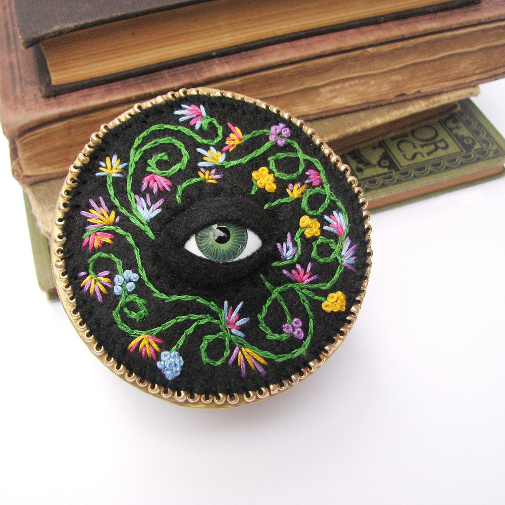 Jewelry Box Flower Embroidery Cyclops Doll Eye