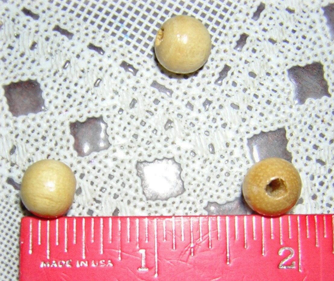 Lot of 24 6mm Round Natural Wooden Beads