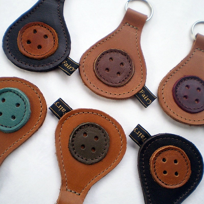 Handmade leather Key Fob, Key ring, mixed colours leather, HENDREARY by Fairysteps