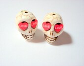 I Love Hearts Ivory Howlite Sugar Skull Beads