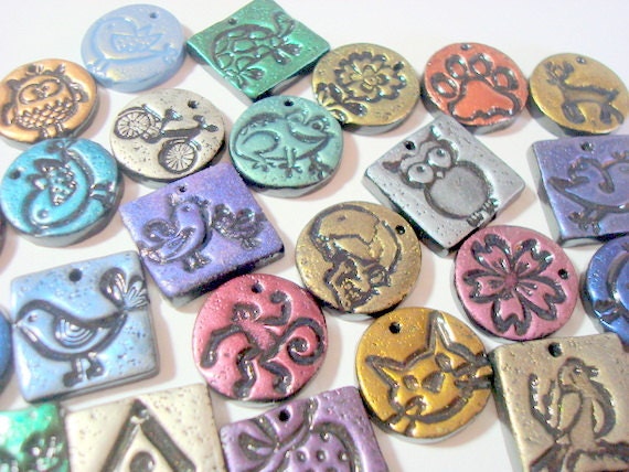 Set of 10 Custom Made To Order Polymer Clay Beads or Cabochons