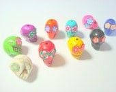 Rainbow Variety of  13mm Howlite Sugar Skull Beads