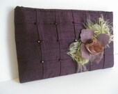 Bridesmaids Clutch - Lily Viola Clutch in Eggplant Silk. Bridal Purple Bag, Wedding Purse, Night Life Scene Clutch, Formal Bag