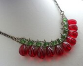 Red  Necklace Red Green Statement necklace