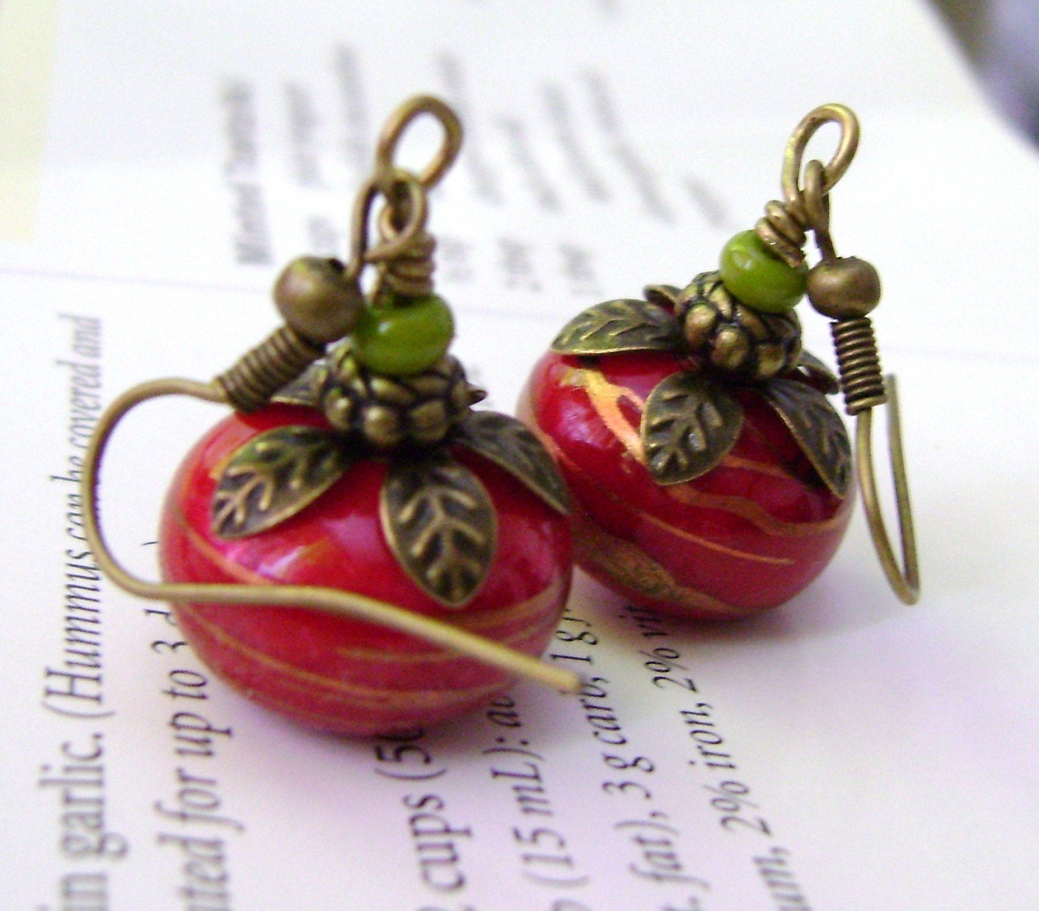 Red Earrings Rondelle Earrings