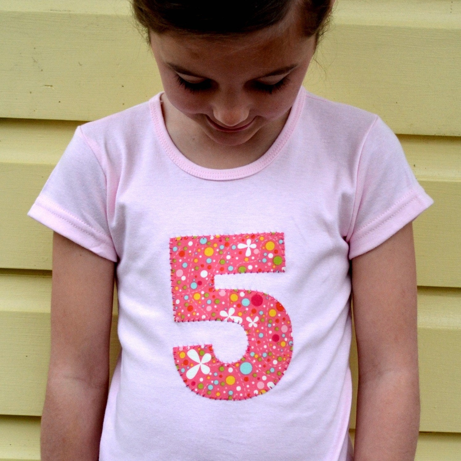 Custom Age or Initial Birthday T-shirt, Light Pink Toddler and Kids Personalized T-shirt