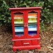 Beautiful Red Jewelry Box with Stained Glass Panels
