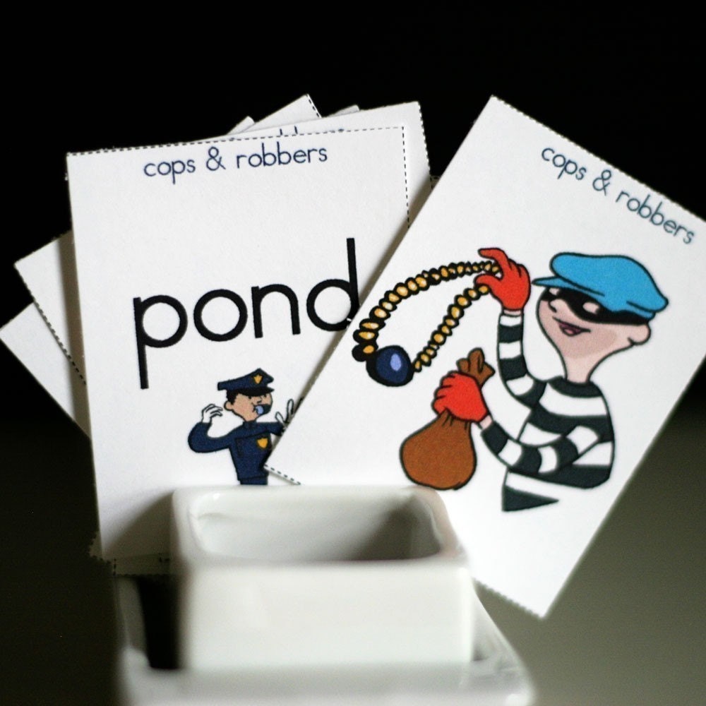 Cops and Robbers Printable Rhyming Game and Skill Sheet