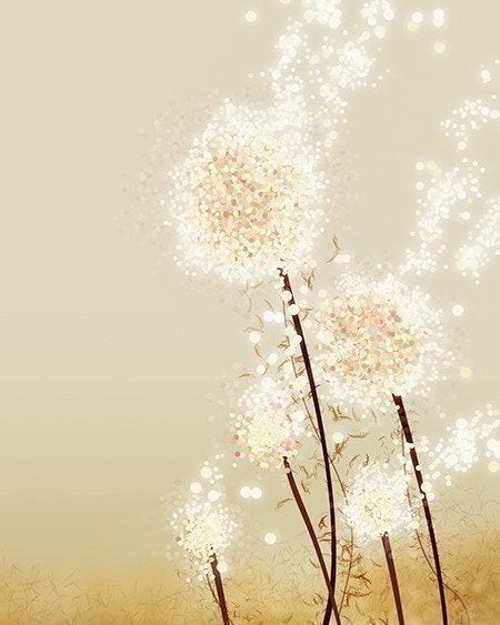Dandelion Art - Perennial Moment (gold) - 8x10 Print - Modern Flowers Home Decor