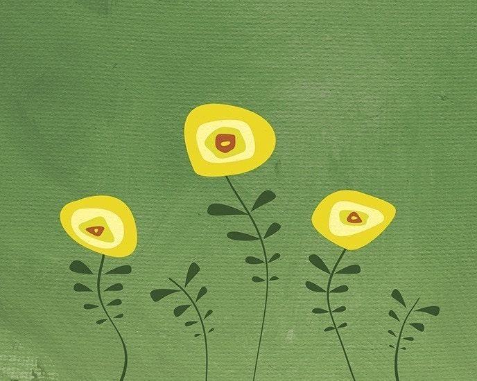 Flower Art yellow green - 8x10 Print - Gardenwork