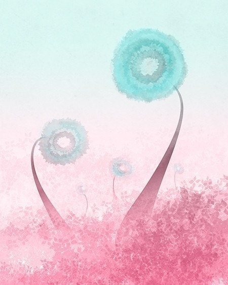Reaching Up (turquoise and pink) - 8x10 Print