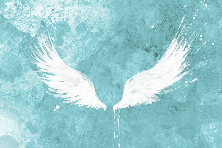 White Wings (turquoise) Art Large Fine Art Print - 24x36 Wall Art home decor