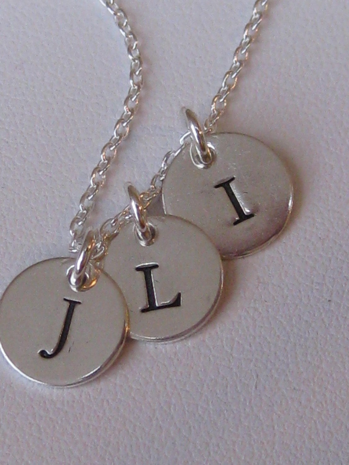 3 Tiny Initial Tag Hand Stamped Mother's Necklace