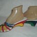 Vintage 70s Wedge Shoes / NOS Colorblock Sandals / Primary Colors