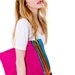 Oversized leather fold clutch in fuchsia with black detailing
