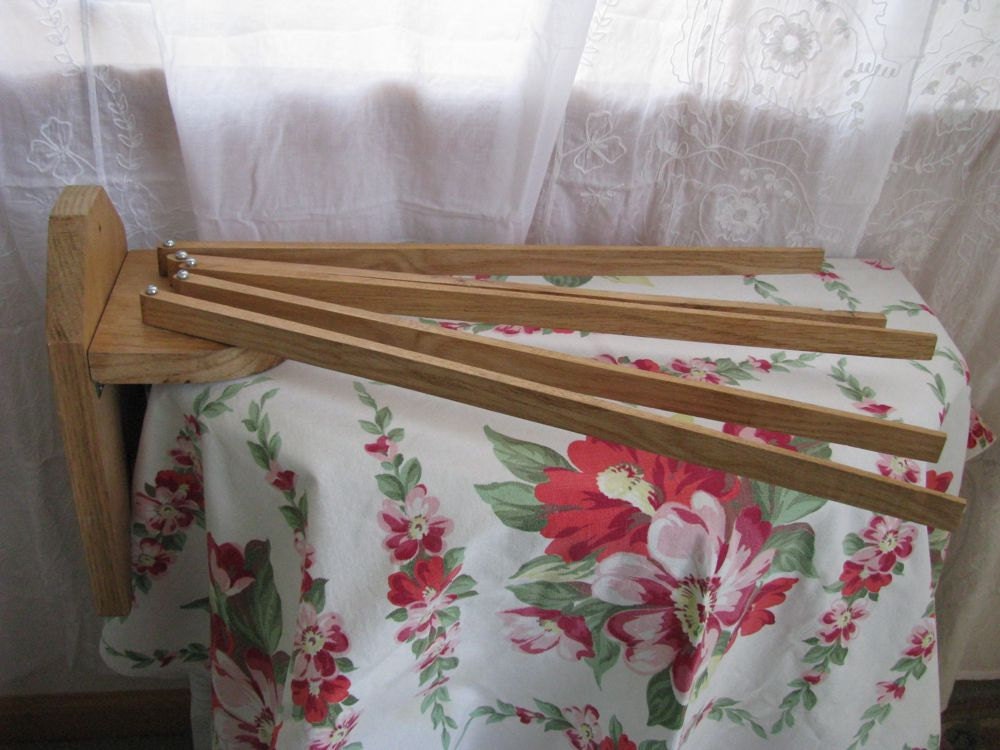 SALE - Vintage Wood Wall Clothes Drying Rack - French Farmhouse Kitchen