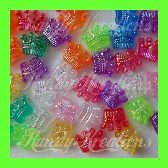 75 AB Princess crown pony hair beads kandi pink by KandyLand