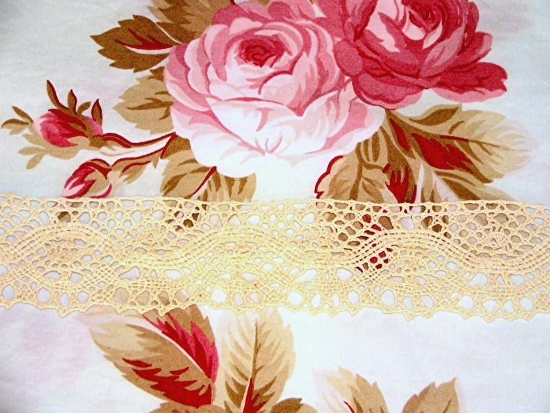 Cream color cotton crochet Vintage Lace Trim - 1 1/2 inches wide - 1 1/4 yards long