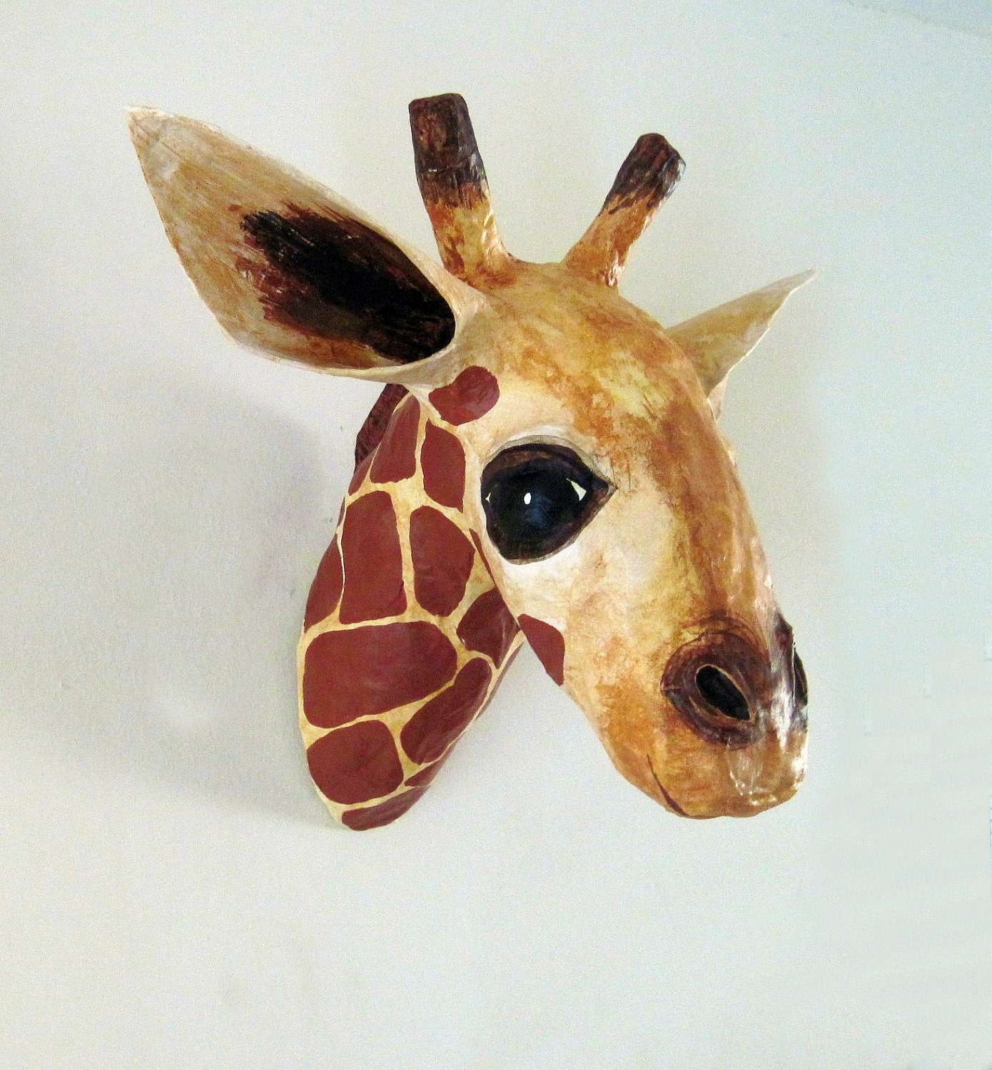 Paper Mache Giraffe Head, Giraffe Trophy Head, Sweet Giraffe, Made to Order