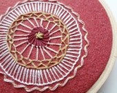 hand embroidered hoop art - freeform flower in 3 inch hoop by bo betsy - free shipping