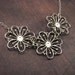 sterling silver necklace - floral necklace - three intricate flowers - made to order