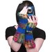 long rainbow fingerless gloves - Color Me - hand knit in rainbow and blue stripes - SALE