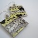Plaid Yellow Black White Earrings RECYCLEry Upcycled Eco Friendly