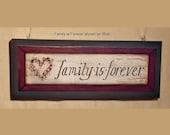 Family is Forever folk art print on wood sign by Laurie Sherrell, shabby chic, primitive, country wall hanging home decor