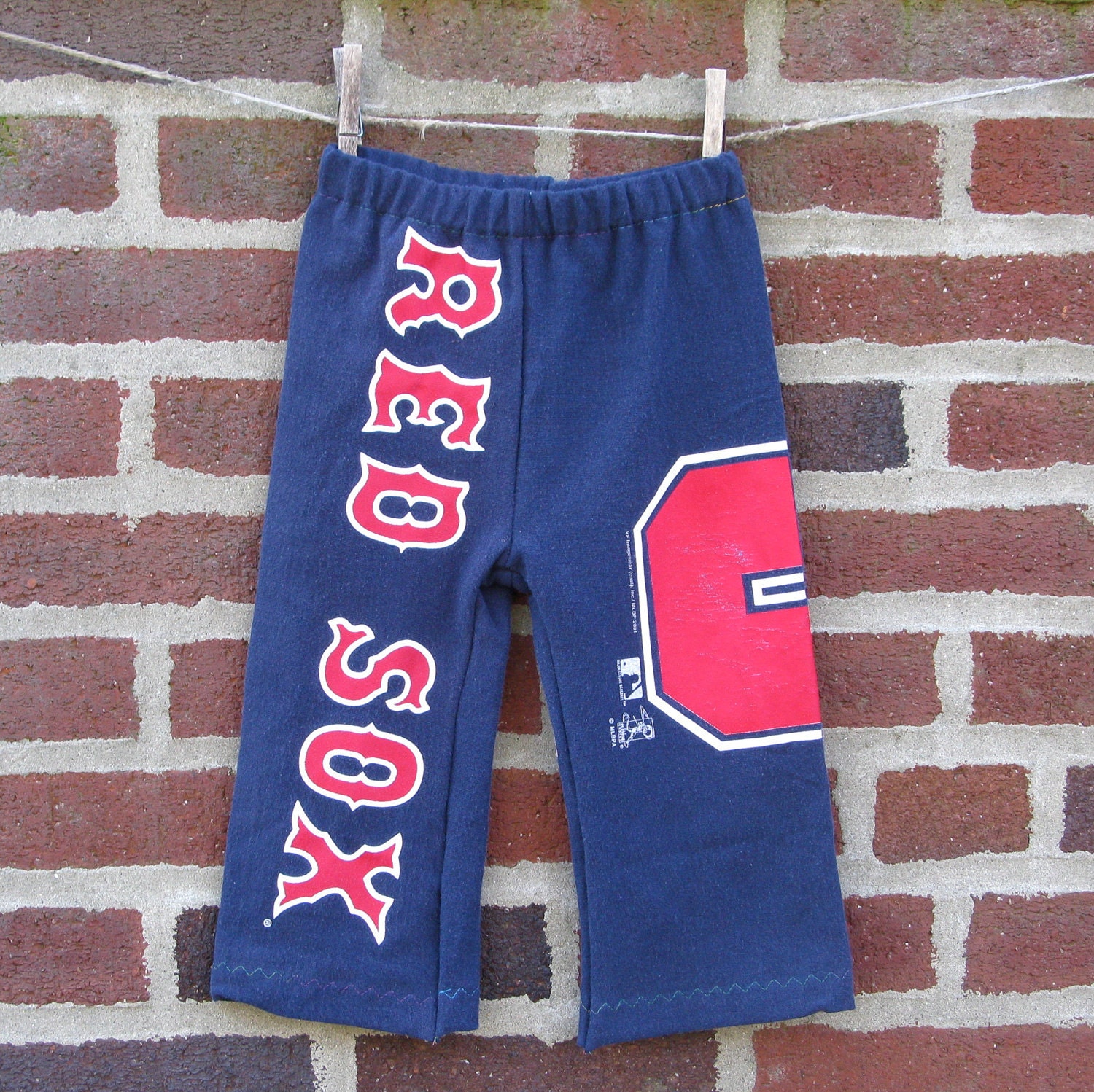 boston red sox 5 upcycled / recycled shorTEEs kung-fu pants 18-24months