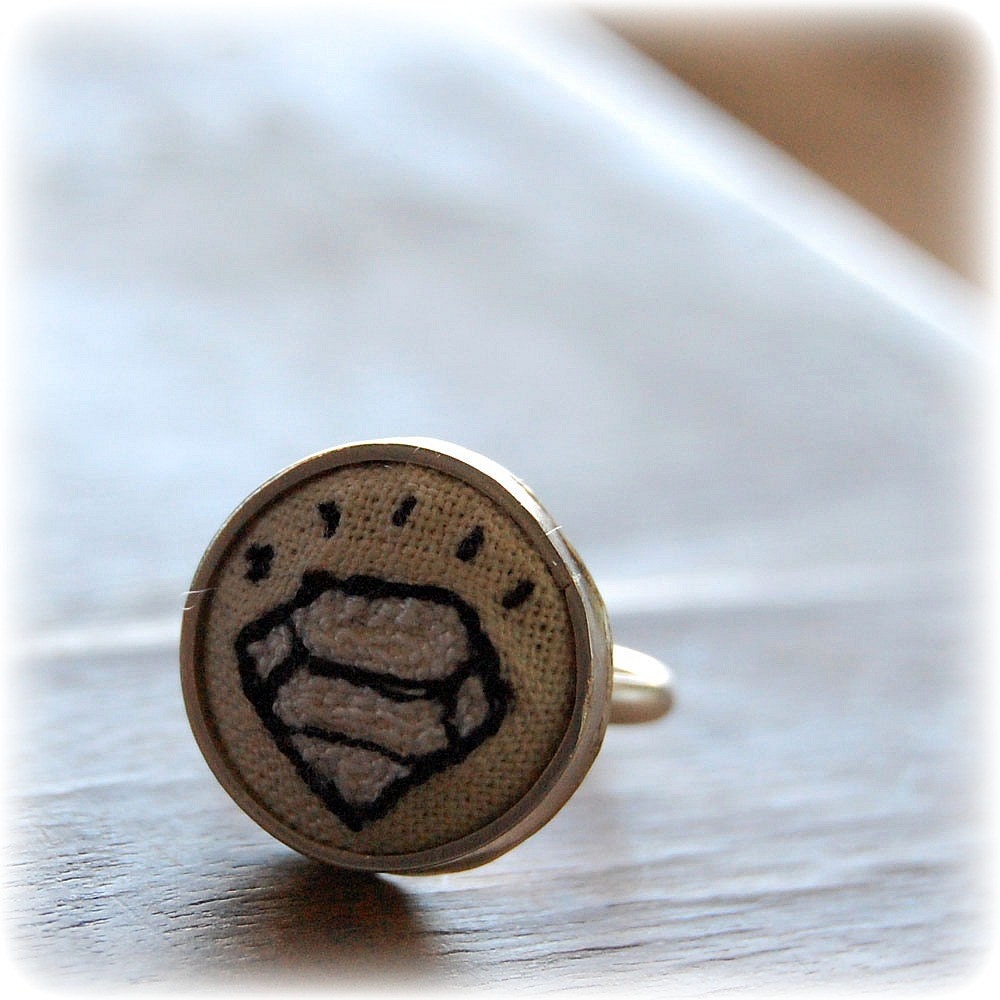 Embroidered Diamond Handmade Ring in Sterling Silver (custom sized, just for you)
