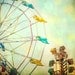 Art for nursery Carnival photography children's room kids art mint green spring colors Ferris wheel summer circus teal turquoise sky - 8x8