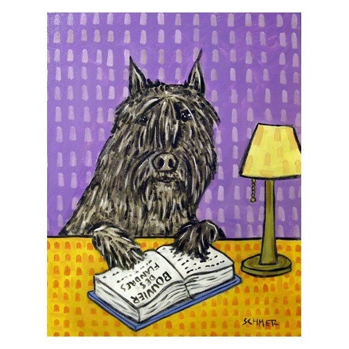 Bouvier Des Flandres library art  Dog Art Print 8x10 JSCHMETZ MODERN abstract folk pop art AMERICANA
