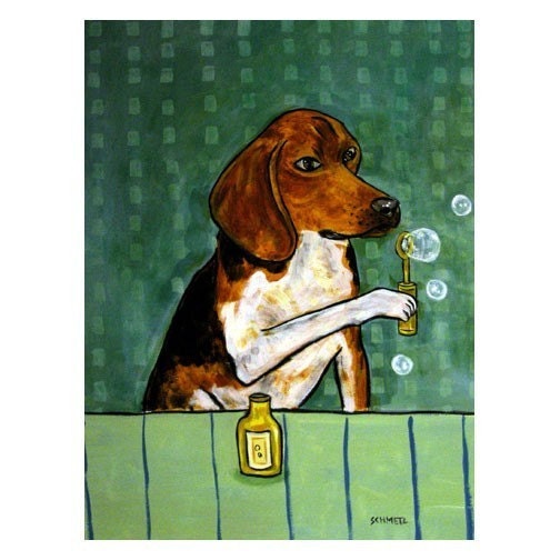 Beagle Blowing Bubble Dog Art Print
