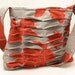 Spring Fashion Pleated Handbag Purse in Poppy Red and Gray Chevron Pleats