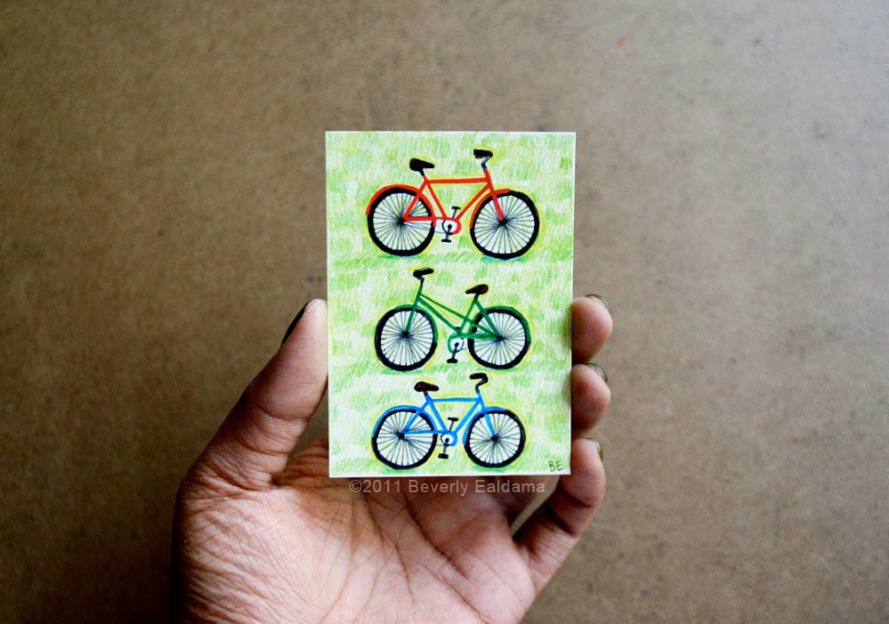 Three Bikes - ACEO Original