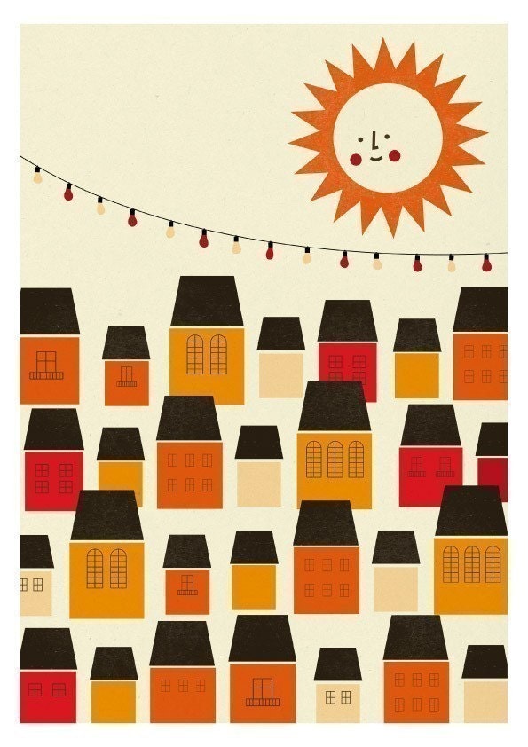 Sunny small city print