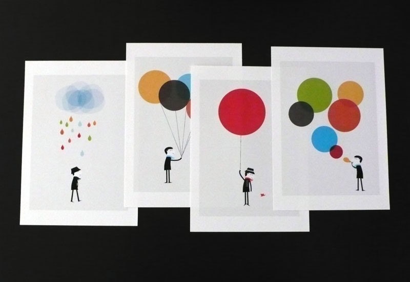 Monsieur set of four prints