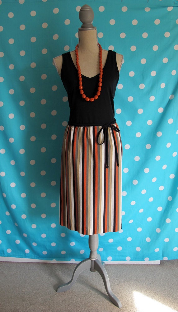 80's Toni Todd Striped Skirt Tank Dress, Size MEDIUM to LARGE