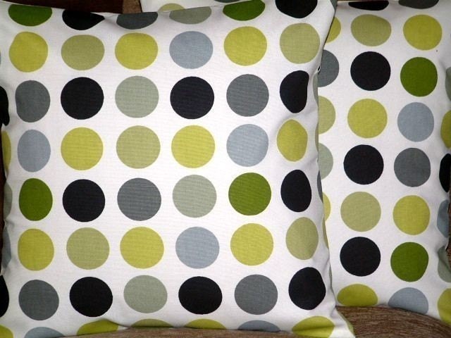 2 18" Kiwi Green Spots Print Design Funky Contemporary Designer Retro Pillowcases,Cushion Covers,Pillow Covers,Throw Pillow,NEW FABRIC