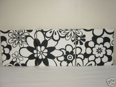 Contemporary Wall  on Very Funky Black Abstract Flower Wall Hanging Canvases Wall Art