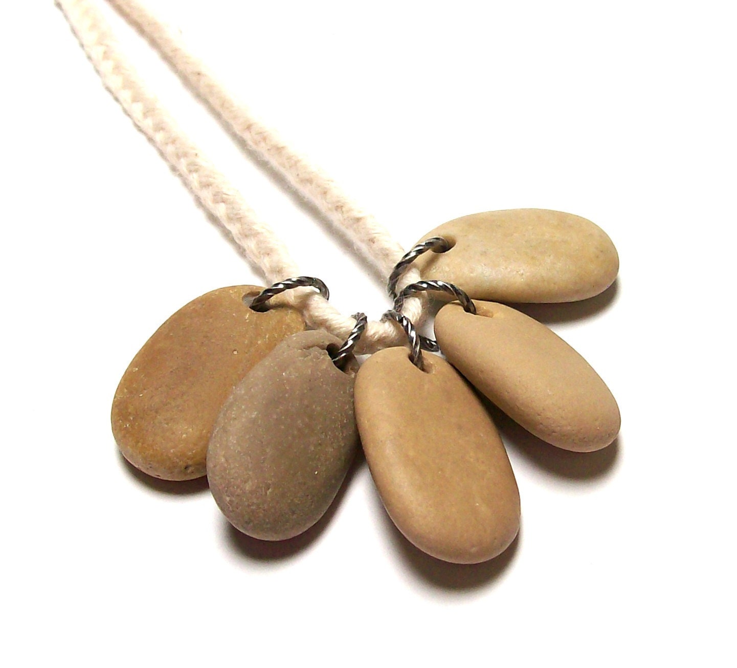 Drilled Beach Stones Pebbles for Jewelry Pendants - Coffee & Cream Shades - "Cappuccino" by StoneMe