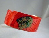 Flower Cuff Bracelet, Metal, Resin, Fabric, Jewelry, Accessories (CCB74)