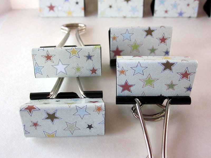 Binder Clips - "Silver Star" 12 medium binder clips