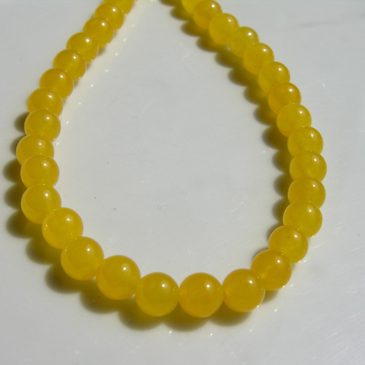 Yellow Jade 8mm Round Beads Full strand