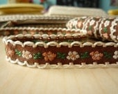 2M Cotton Trim - Brown Flowers