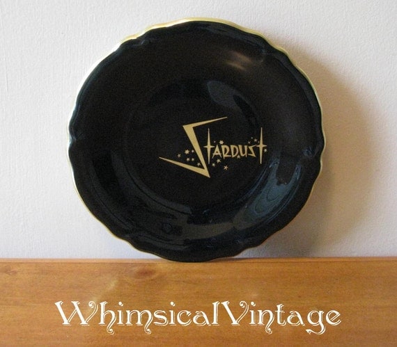 Vintage Stardust Casino Hotel Black and Gold Plate